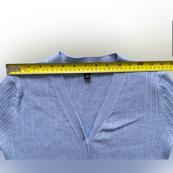 BANANA Republic Blue Ribbed Crop Button  Up Cardigan Size S - Picture 5 of 11